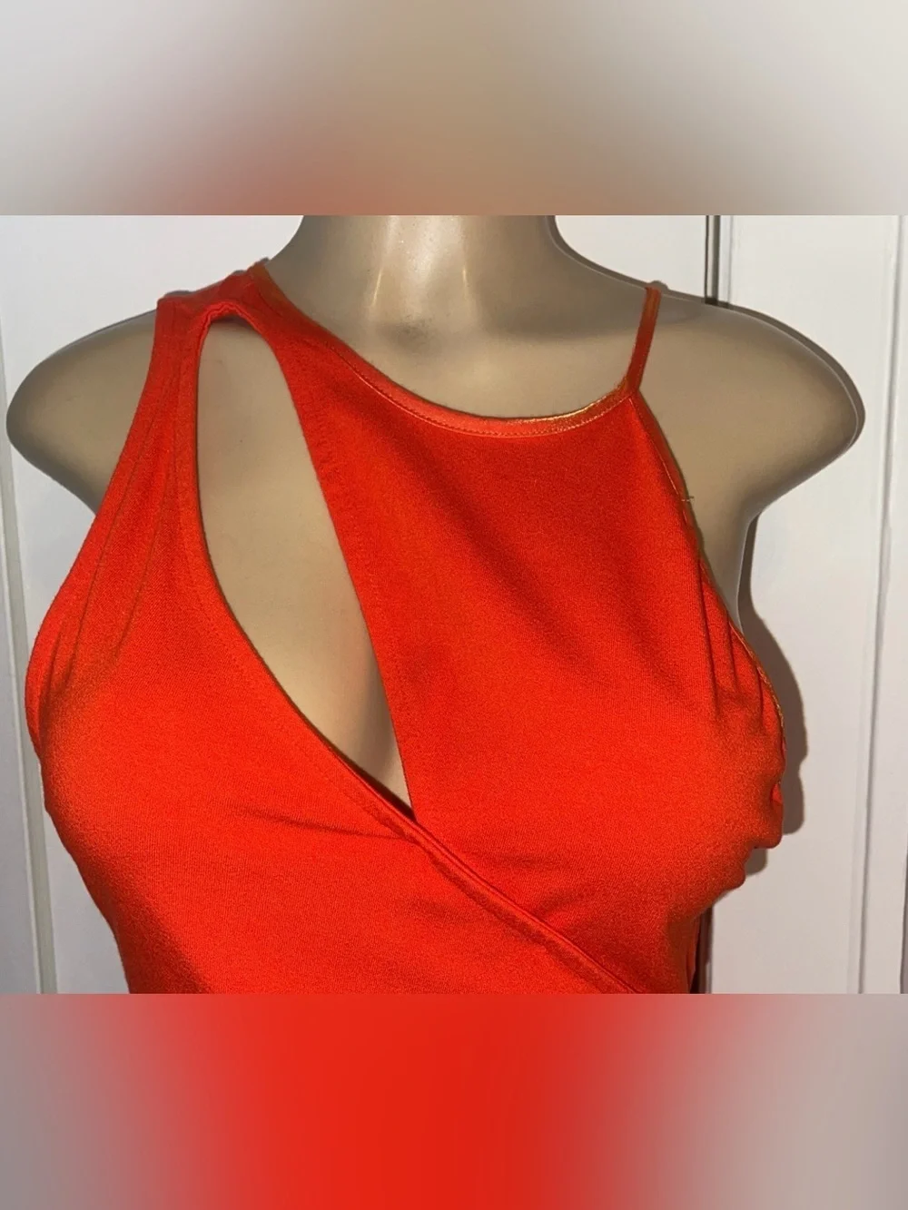 Free People Orange Cutout Bodycon Mini Dress Small Asymmetric Halter
